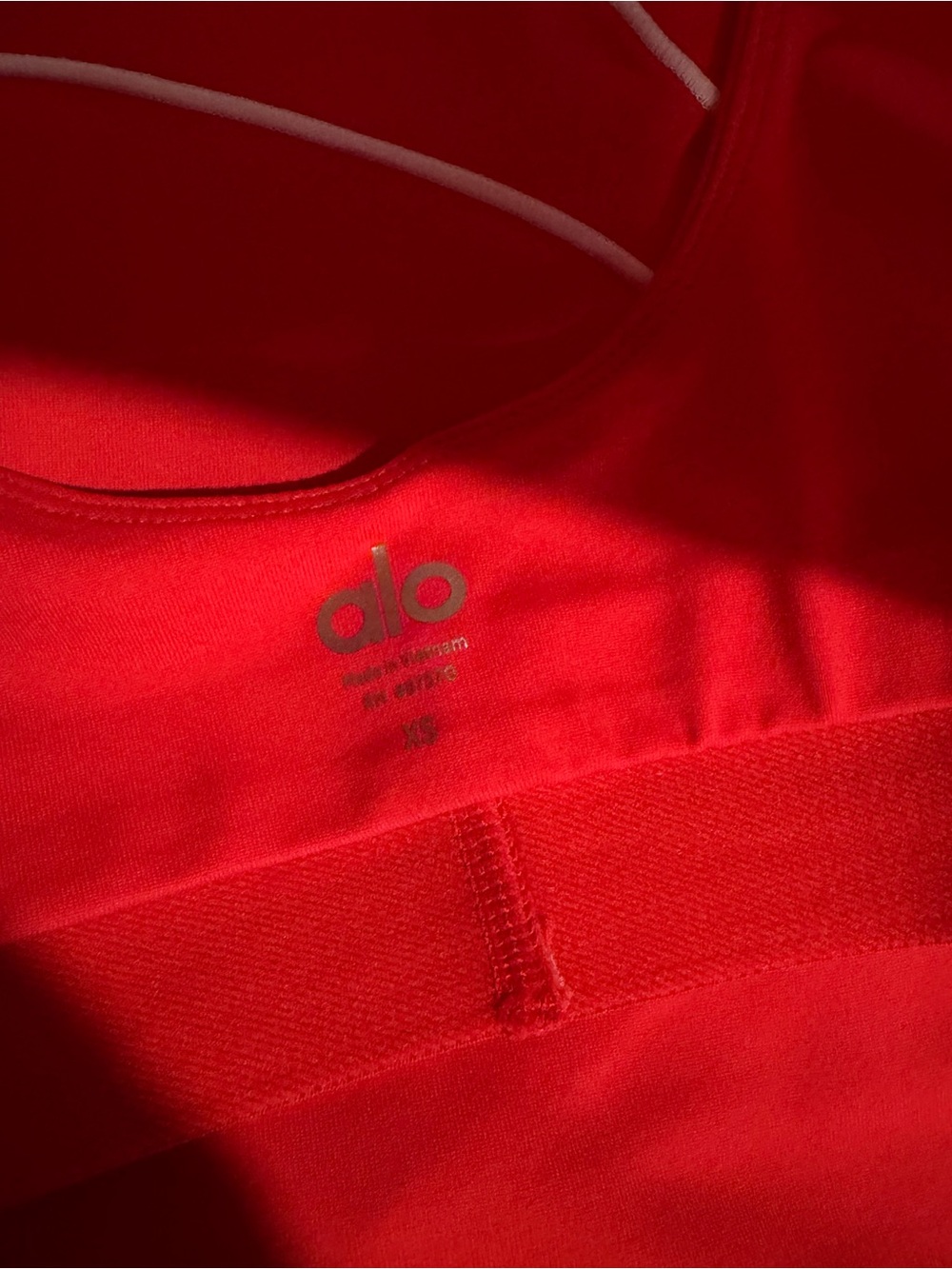 ALO Yoga Red Sports Bra with White Piping Accents - Picture 4 of 6